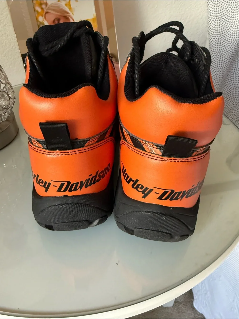 Harley-Davidson Men's Black & Orange Rugged Lace-Up Shoes 10.5 Faux Leather